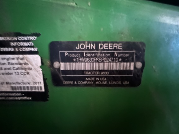 2011 John Deere 9630 Tractor 4WD