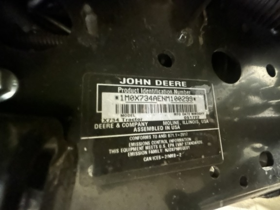 2022 John Deere X734 Garden Tractor