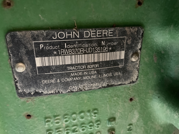 2018 John Deere 8370R Tractor