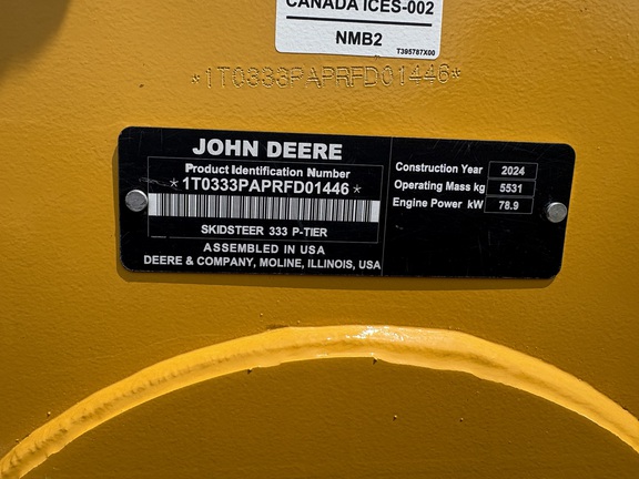 2024 John Deere 333 P Compact Track Loader
