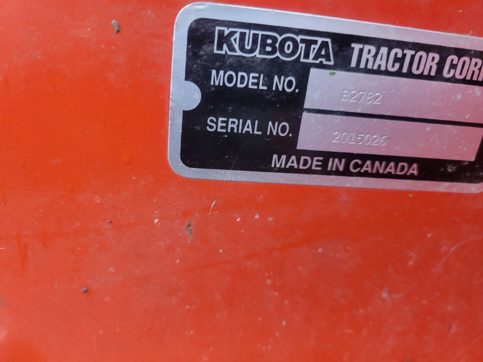 Kubota B2782 Snow Blower Attachments