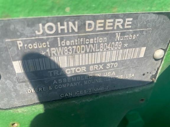 2022 John Deere 8RX 370 Tractor Rubber Track