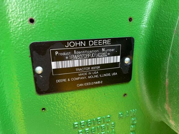 2018 John Deere 8370R Tractor