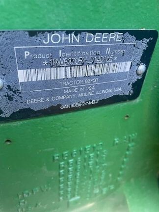 2018 John Deere 8370R Tractor