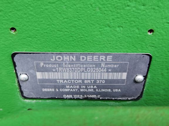 2021 John Deere 8RT 370 Tractor Rubber Track