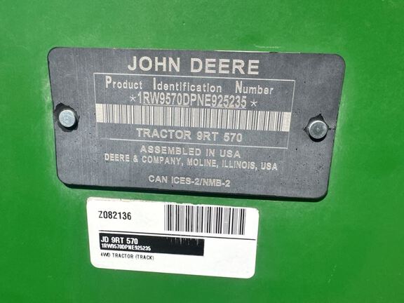 2022 John Deere 9RT 570 Tractor Rubber Track