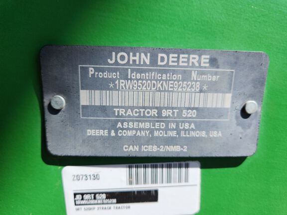 2022 John Deere 9RT 520 Tractor Rubber Track