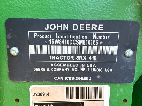 2025 John Deere 8RX 410 Tractor Rubber Track