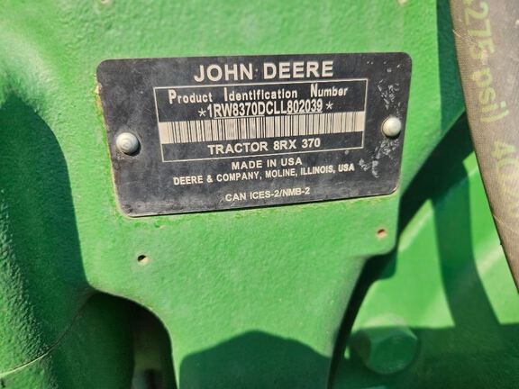 2021 John Deere 8RX 370 Tractor Rubber Track