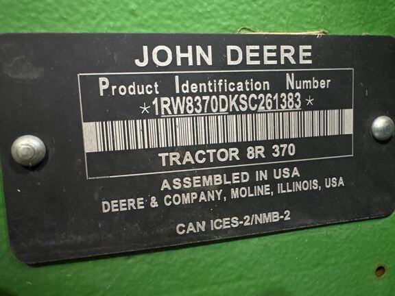 2025 John Deere 8R 370 Tractor