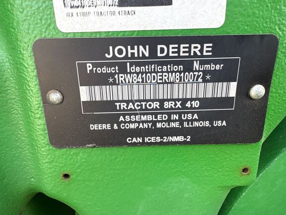 2025 John Deere 8RX 410 Tractor Rubber Track