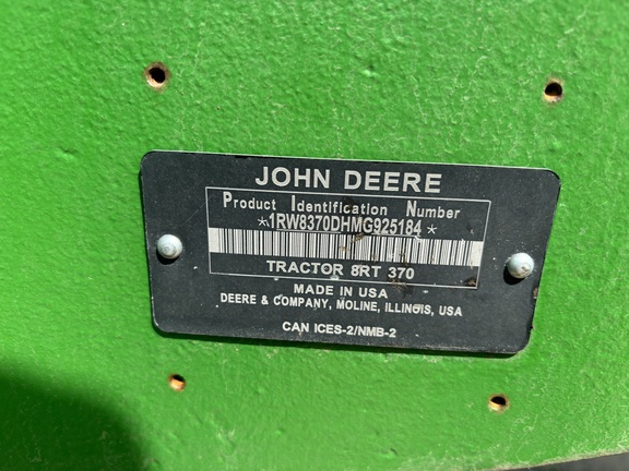 2021 John Deere 8RT 370 Tractor Rubber Track