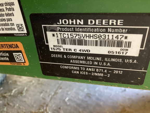 2017 John Deere 1575 Mower/Front Deck