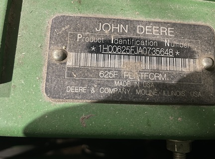 2010 John Deere 625F Header Combine