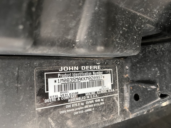 2019 John Deere XUV 835M ATV
