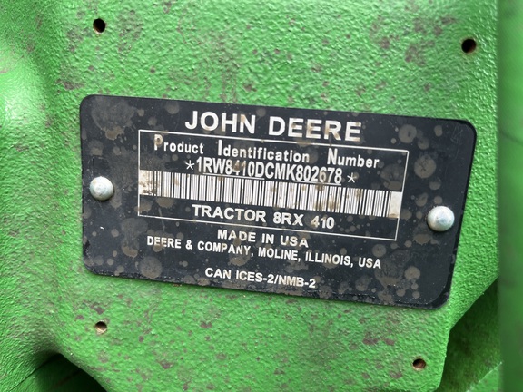 2021 John Deere 8RX 410 Tractor Rubber Track