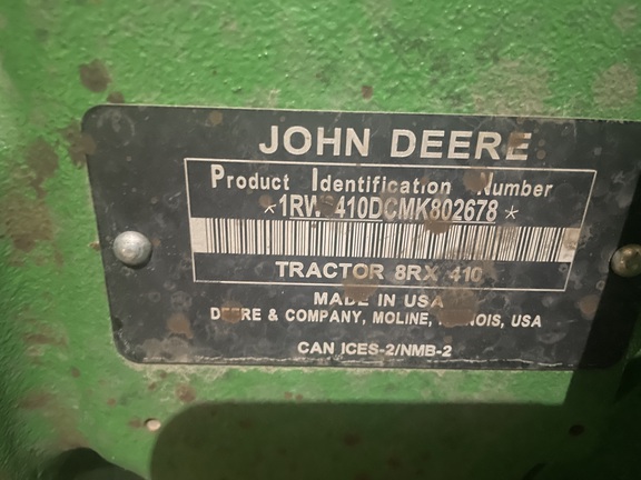 2021 John Deere 8RX 410 Tractor Rubber Track