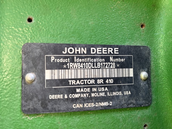 2020 John Deere 8R 410 Tractor