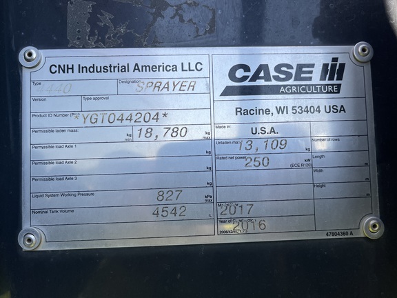 2017 Case IH Patriot 4440 Sprayer/High Clearance