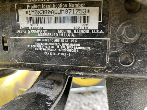 2019 John Deere X380 Garden Tractor