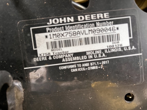 2021 John Deere X758 Garden Tractor