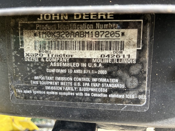 2011 John Deere X320 Garden Tractor