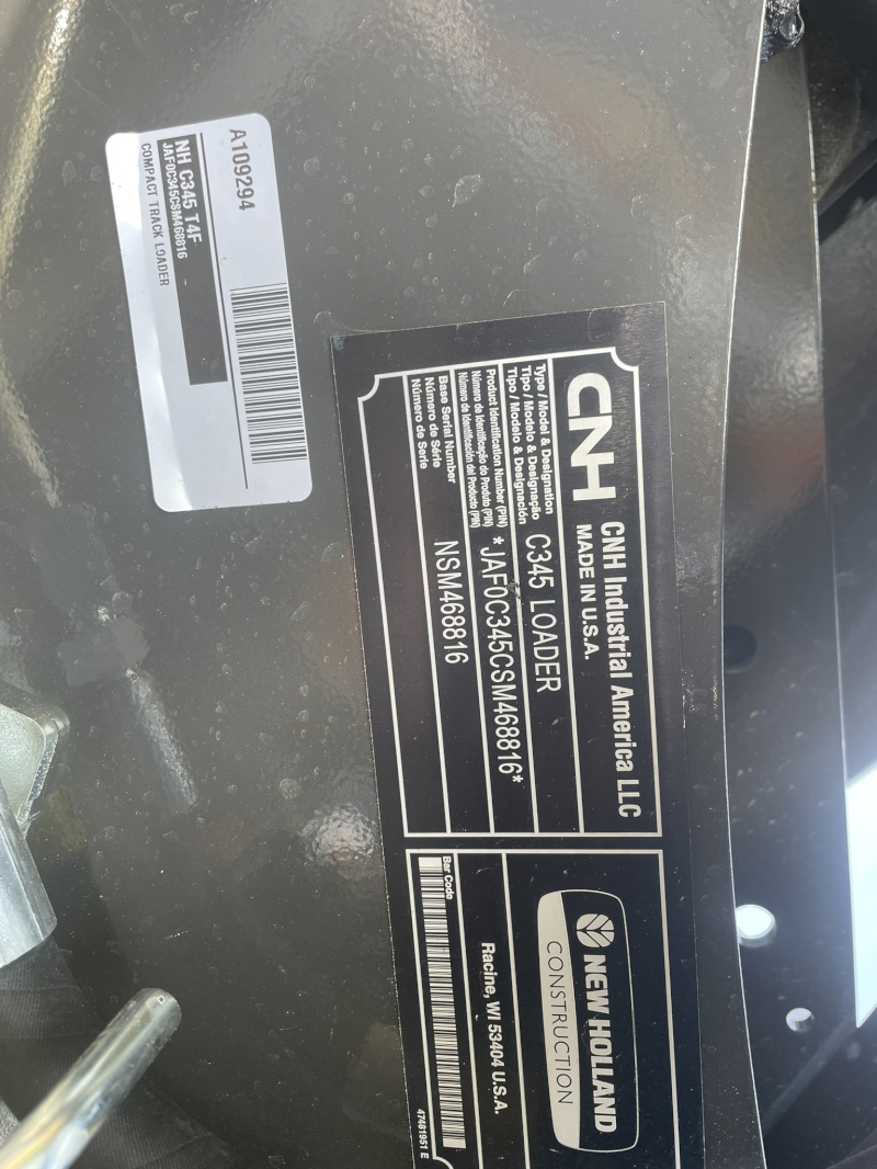 2025 New Holland C345 T4F Compact Track Loader