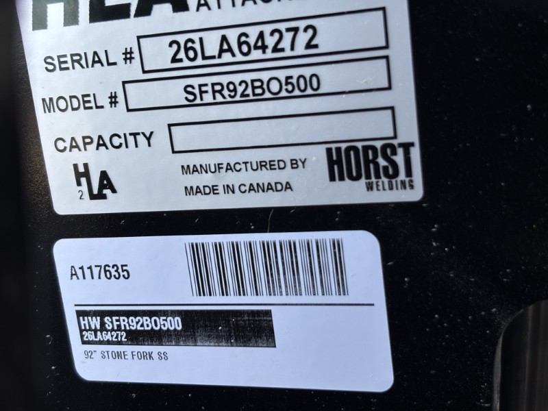 2026 Horst SFR92BO500 Stone Fork
