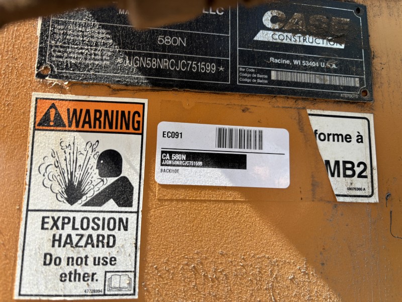 2018 Case 580N Tractor Loader Backhoe