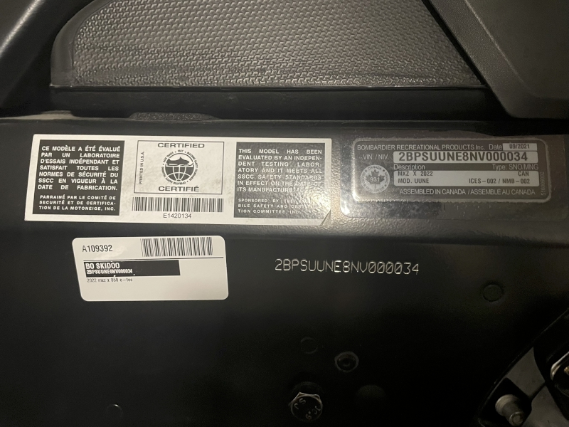 2022 Ski-Doo MXZ 850 Snowmobile