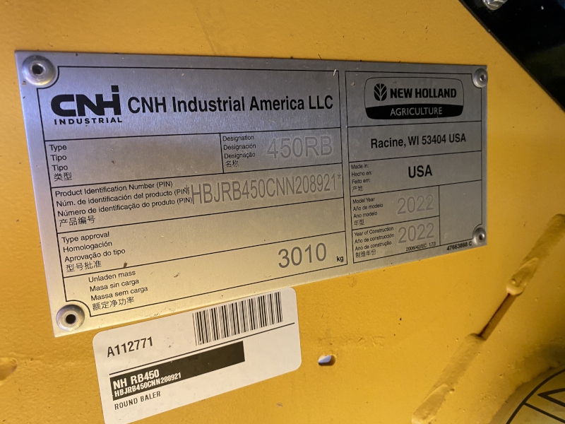 2022 New Holland ROLLBELT450 Baler/Round