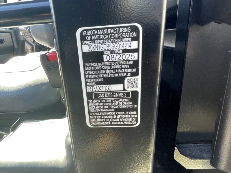 2025 Kubota RTV 1130 Utility Vehicle