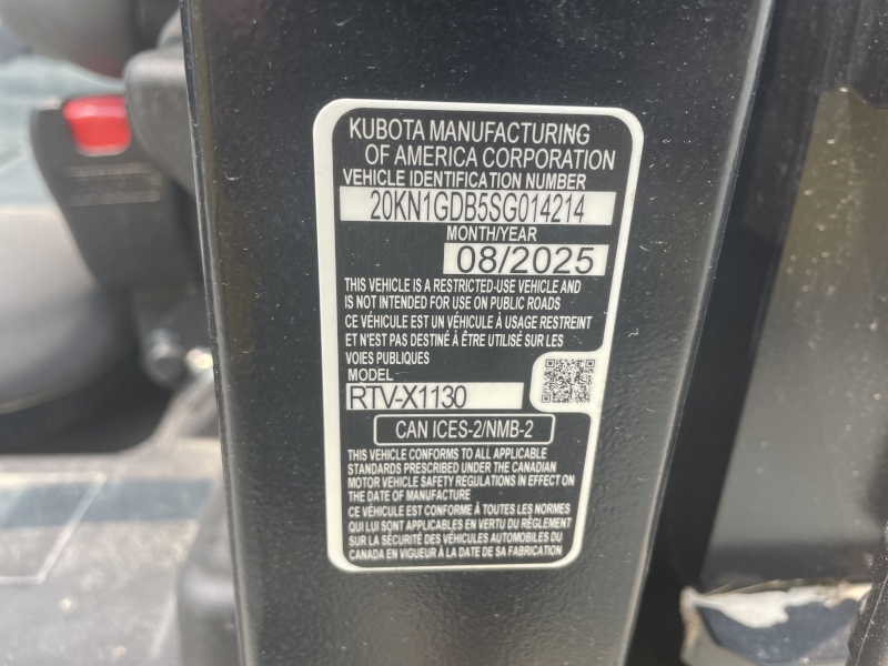 2025 Kubota RTV 1130 Utility Vehicle
