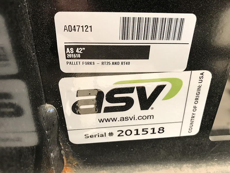 2022 ASV 42" Pallet Fork