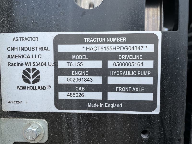 2023 New Holland T6.155 EC Tractor