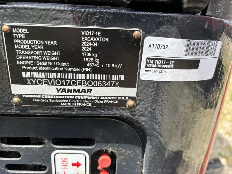 2024 Yanmar VIO17-1E Excavator