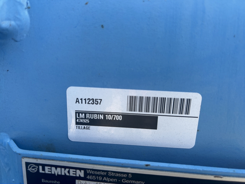 2020 LEMKEN RUBIN 10/700 Compact Disc