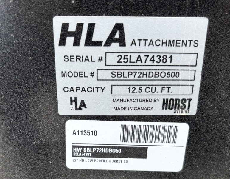 2025 Horst SBLP72HDBO50 Bucket