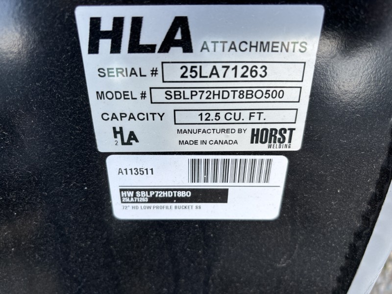 2025 Horst SBLP72HDT8BO Bucket