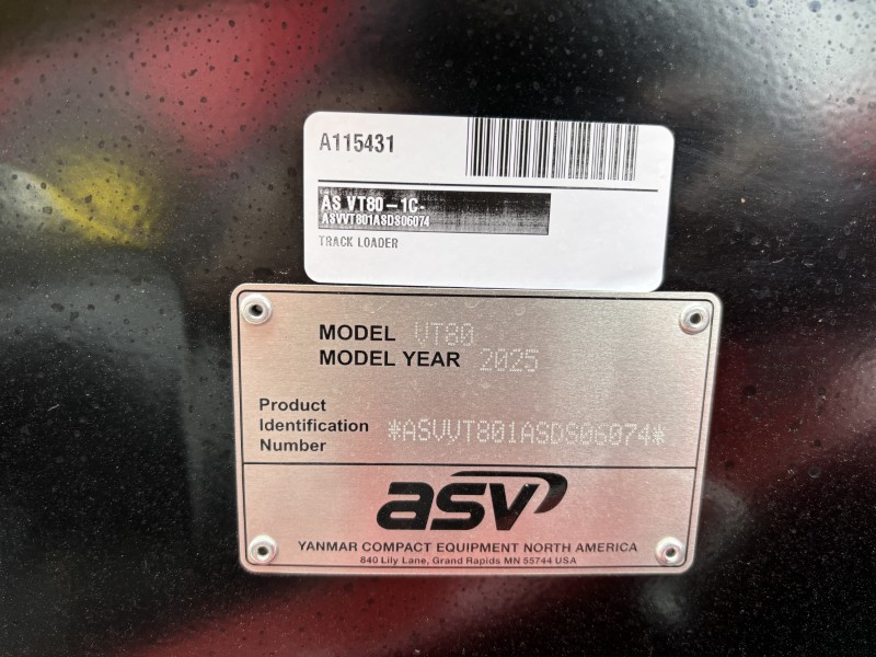 2025 ASV VT80-1C Compact Track Loader