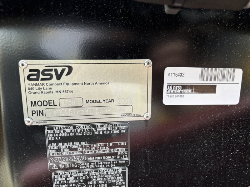 2025 ASV RT50 Compact Track Loader
