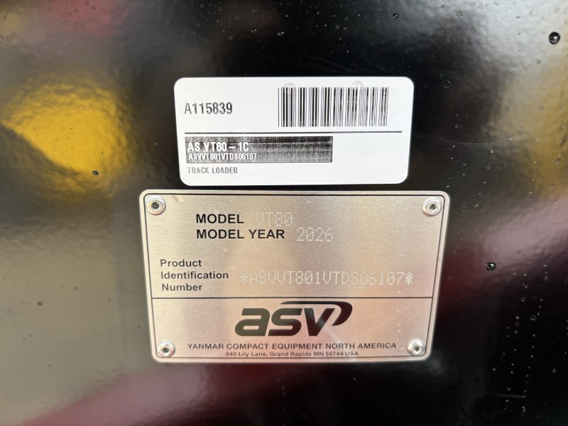 2025 ASV VT80-1C Compact Track Loader
