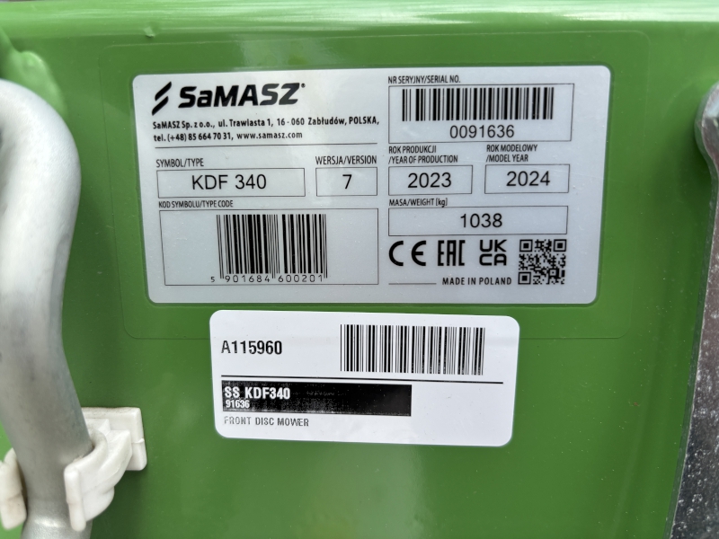 2026 SaMASZ KDD941 Mower/Disc