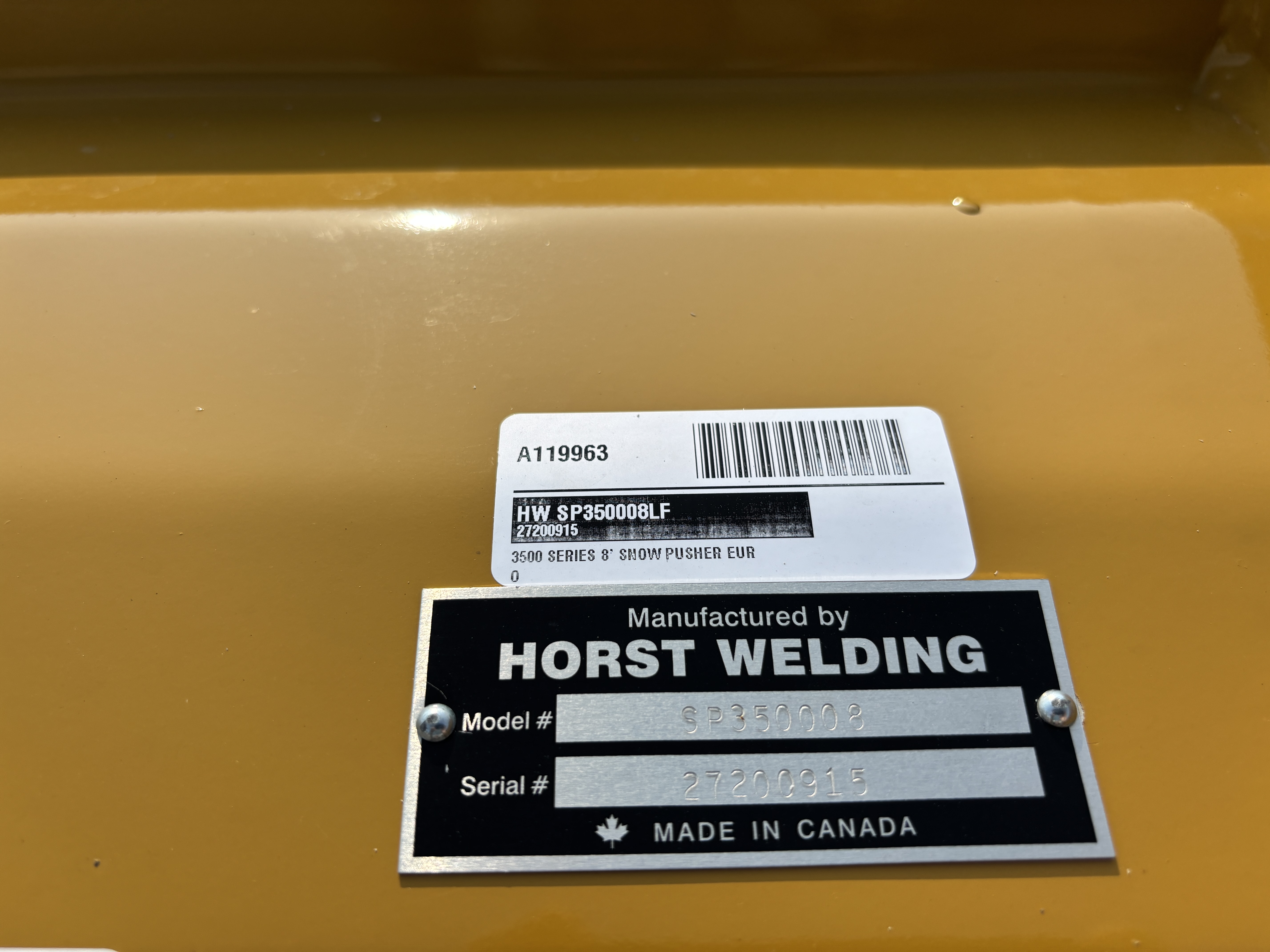 2026 Horst SP350008LF Snow Pusher