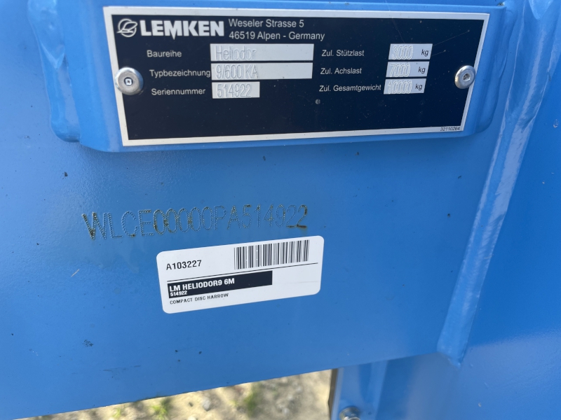 2024 LEMKEN HELIODOR9 6M Compact Disc