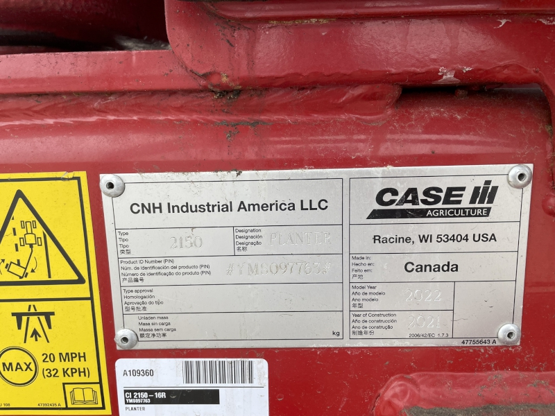 2022 Case IH 2150-16R Planter