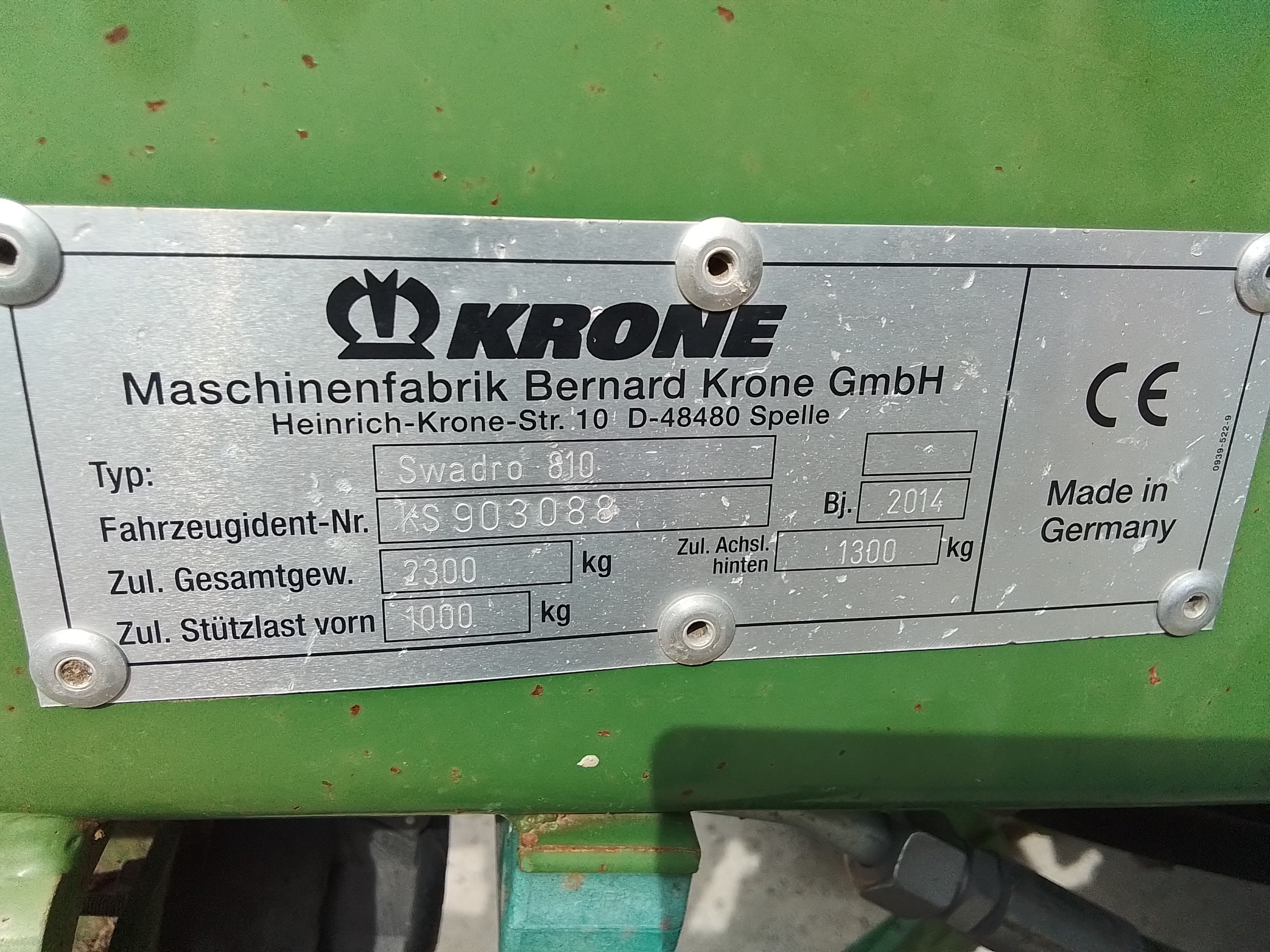 2015 Krone SWARDO 810 Rake