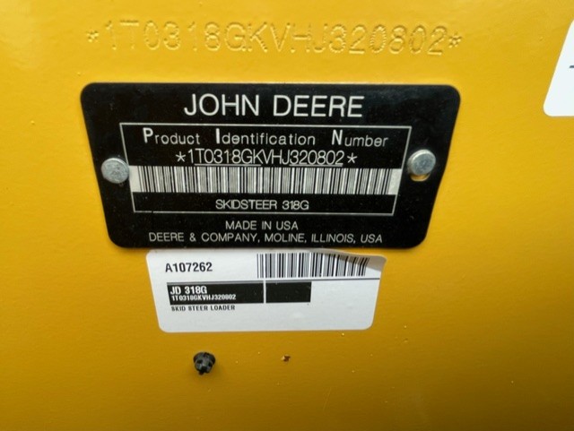 2017 John Deere 318G Skid Steer Loader