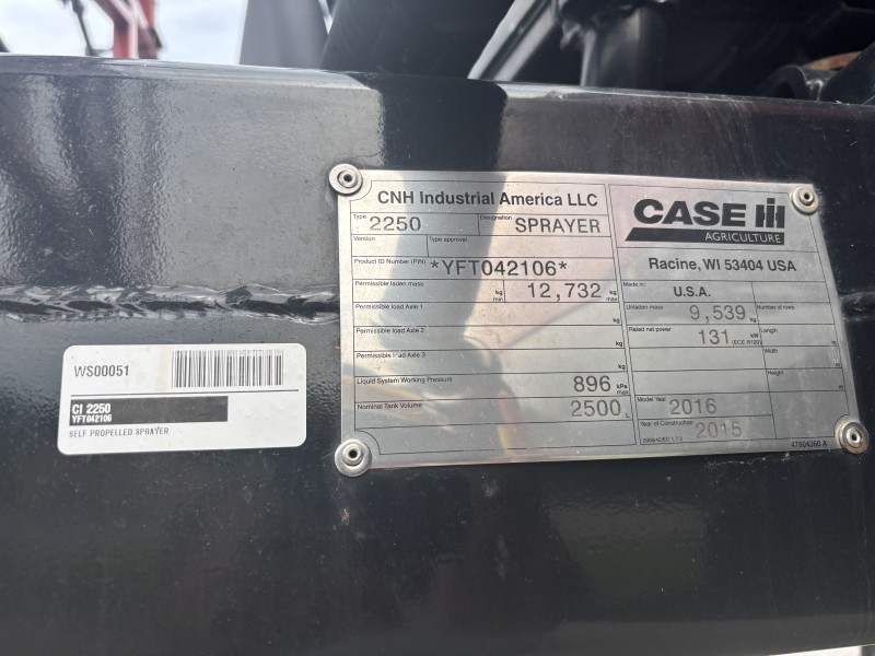 2016 Case IH PATRIOT 2250 Sprayer/High Clearance