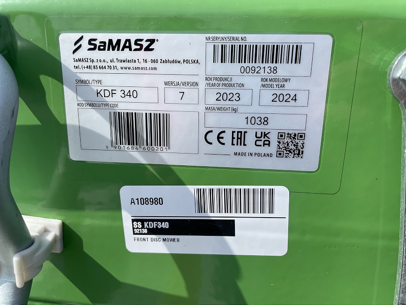 2025 SaMASZ KDD941 Mower/Disc